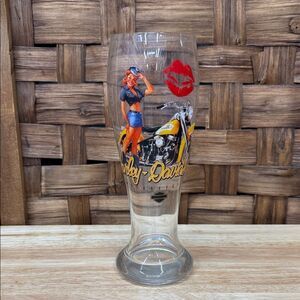 Harley-Davidson Glass with Red and Yellow Accents